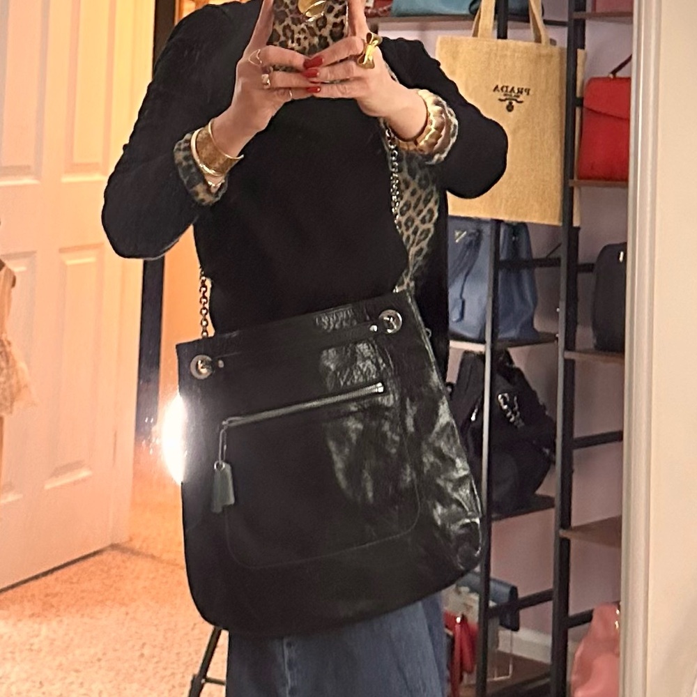 Coach Black Shoulder Bag with Silver Chain - Picture 13 of 16